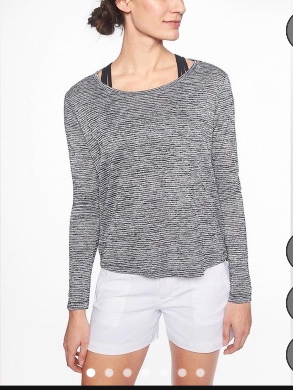 Athleta Easy breeze Heather gray striped long sleeve tee size small